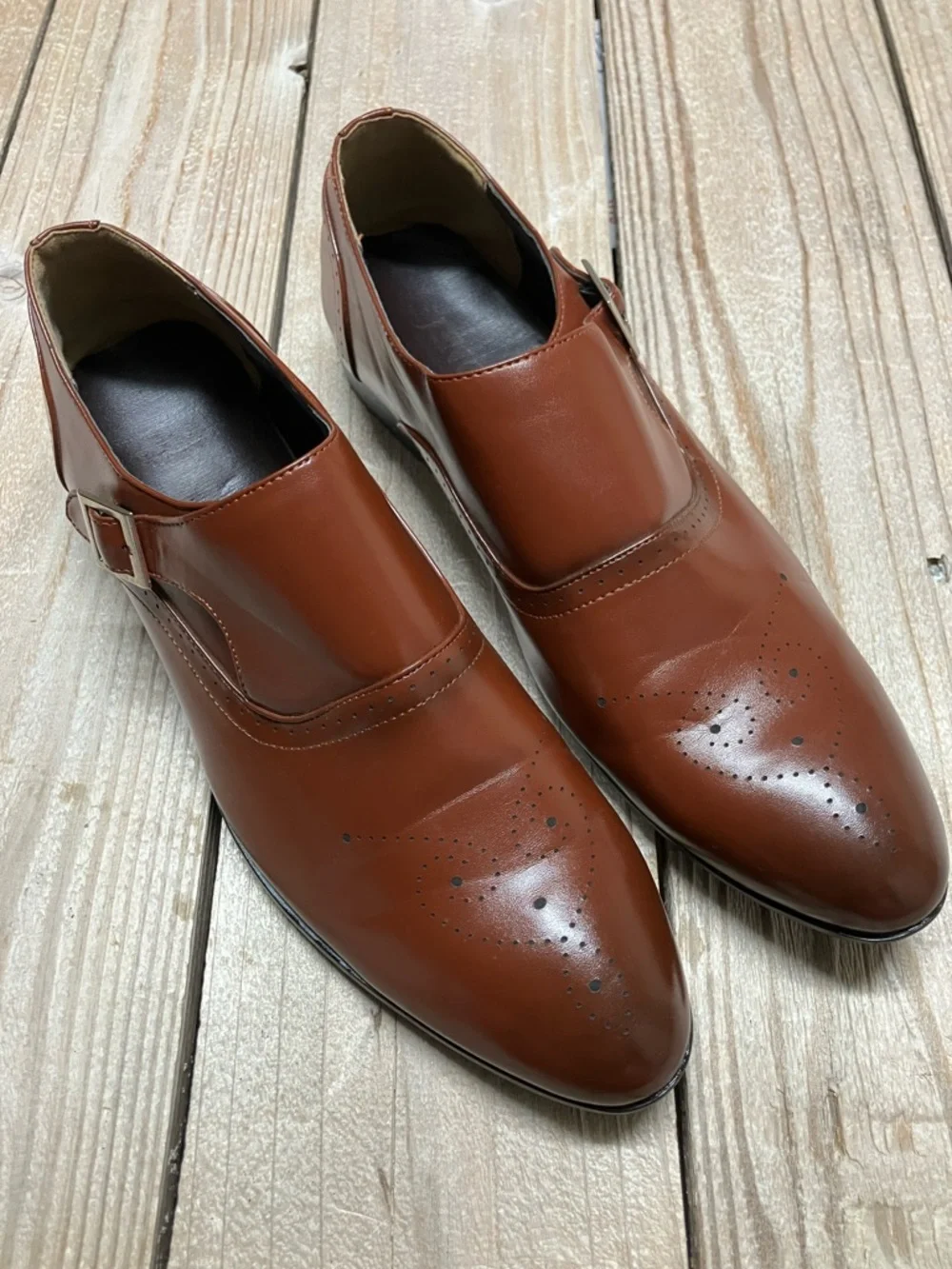 Men's Brown Leather Single Monk Strap Oxfords
